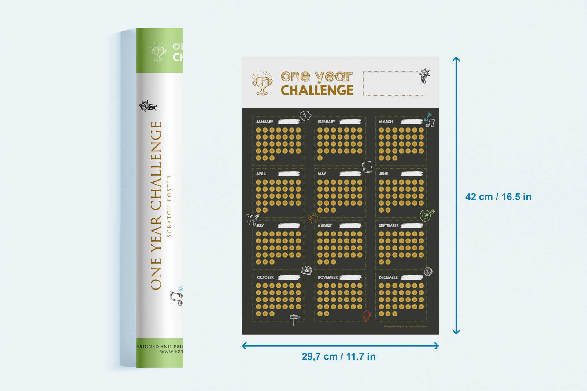 1 年チャレンジ - スクラッチポスター