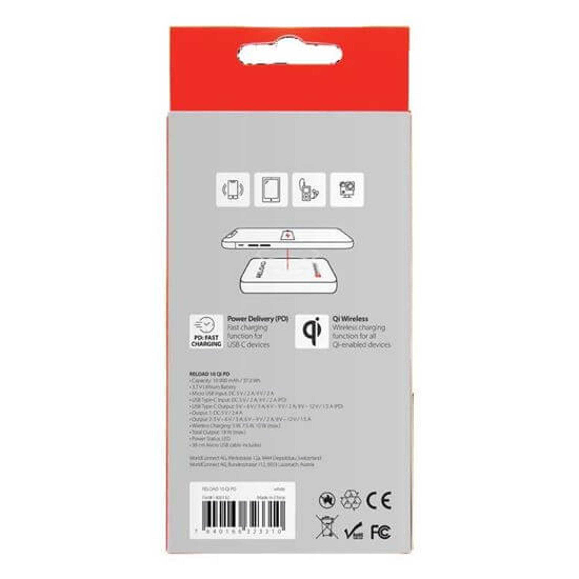 SKROSS DN56W-PD Reload 10 Wireless Qi PD, 10000mAh, USB A+C Powerbank