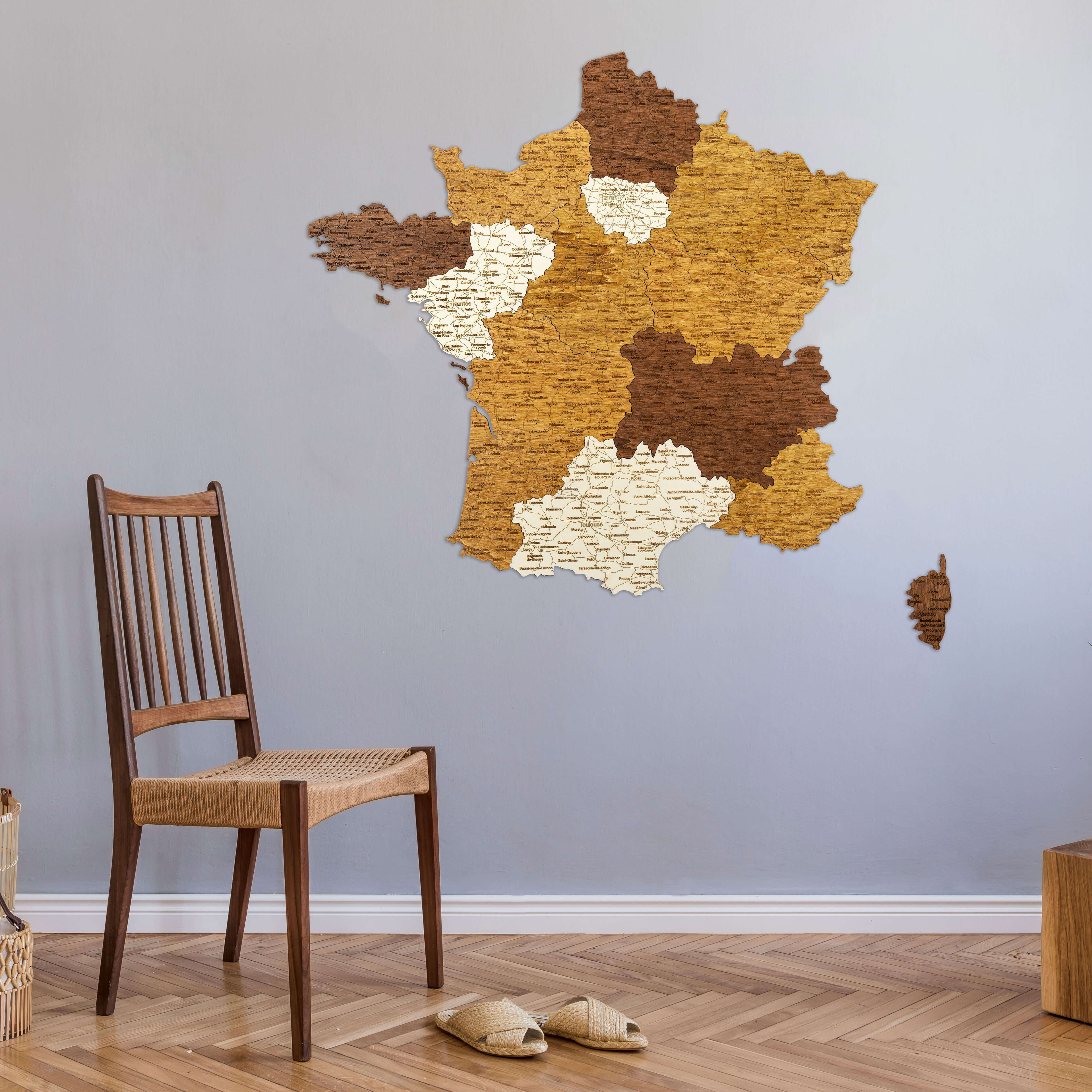 Drevená mapa Francúzska