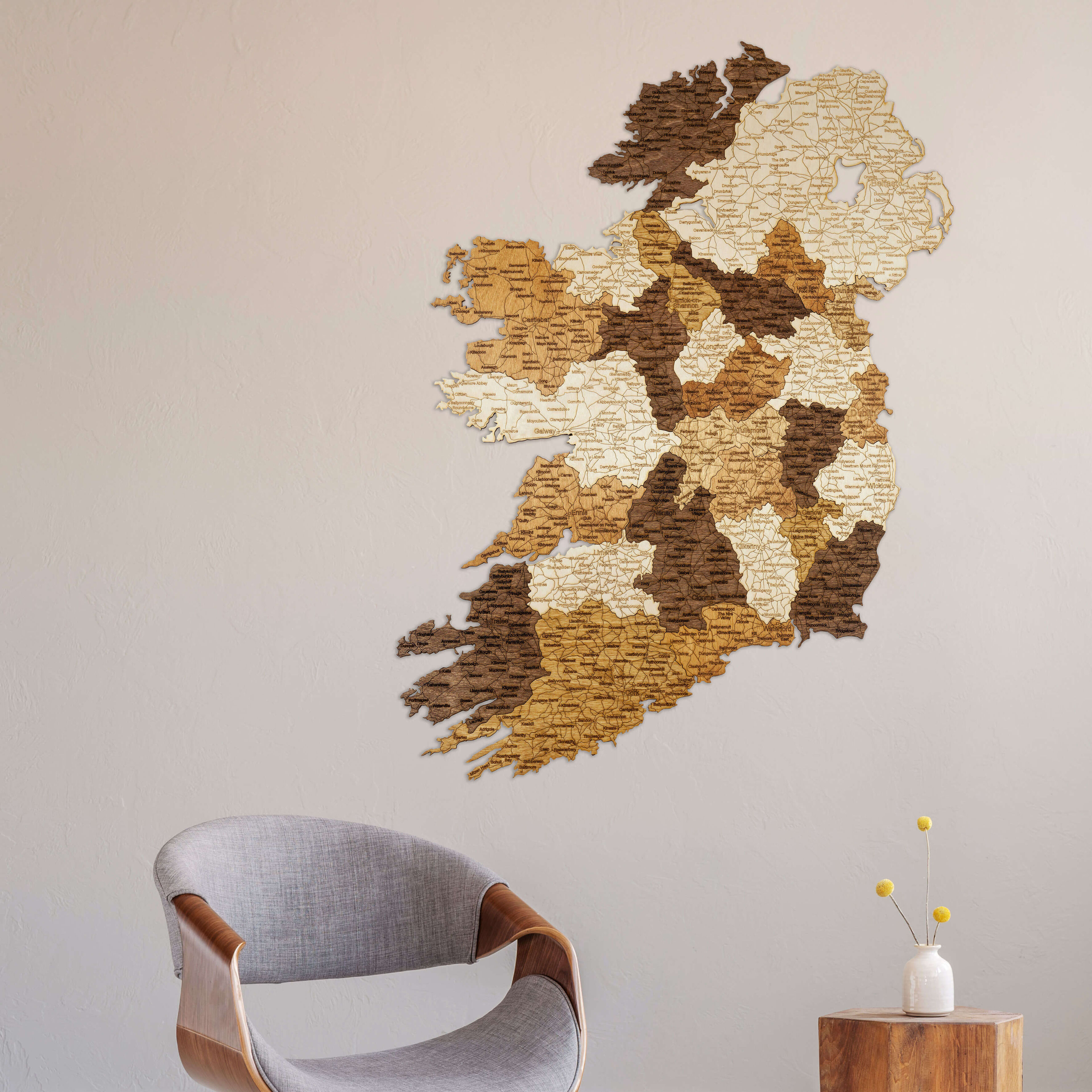 Mappa dell'Irlanda in legno