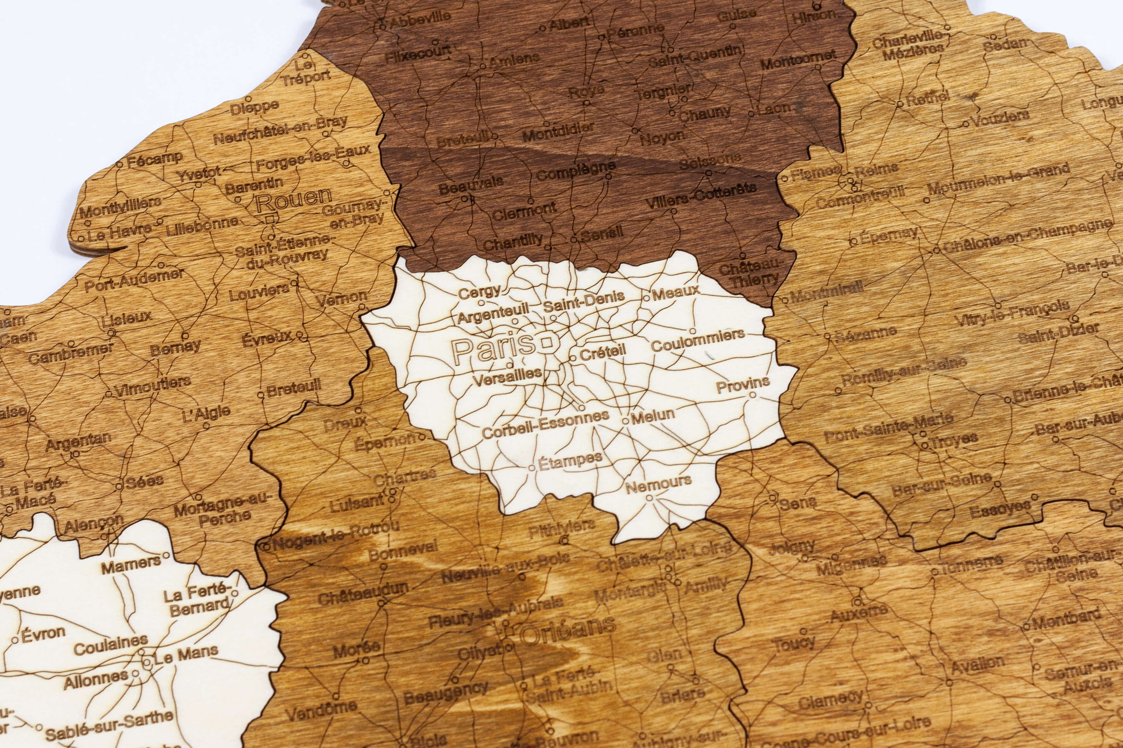 Mappa della Francia in legno