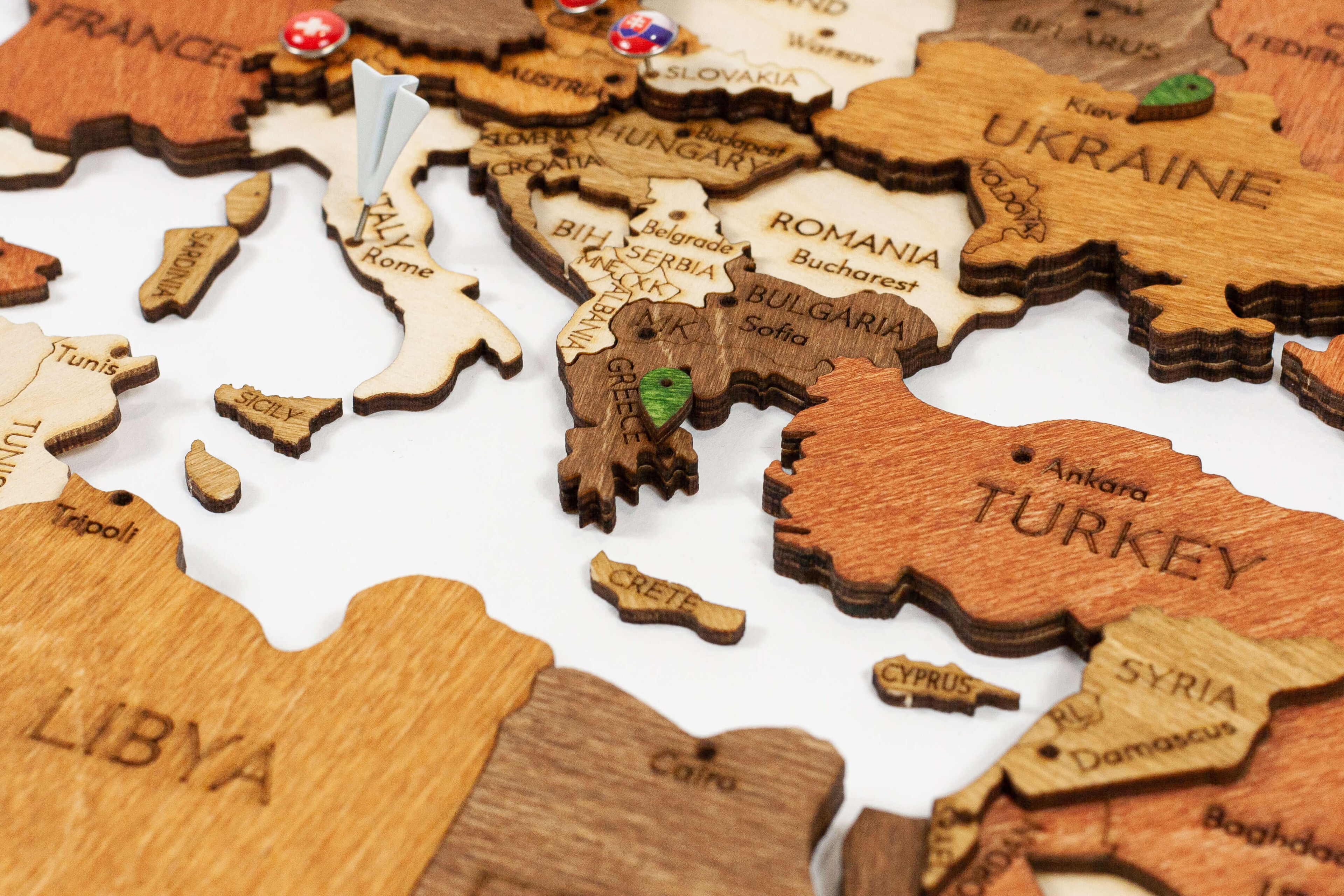 Mapa del mundo de madera