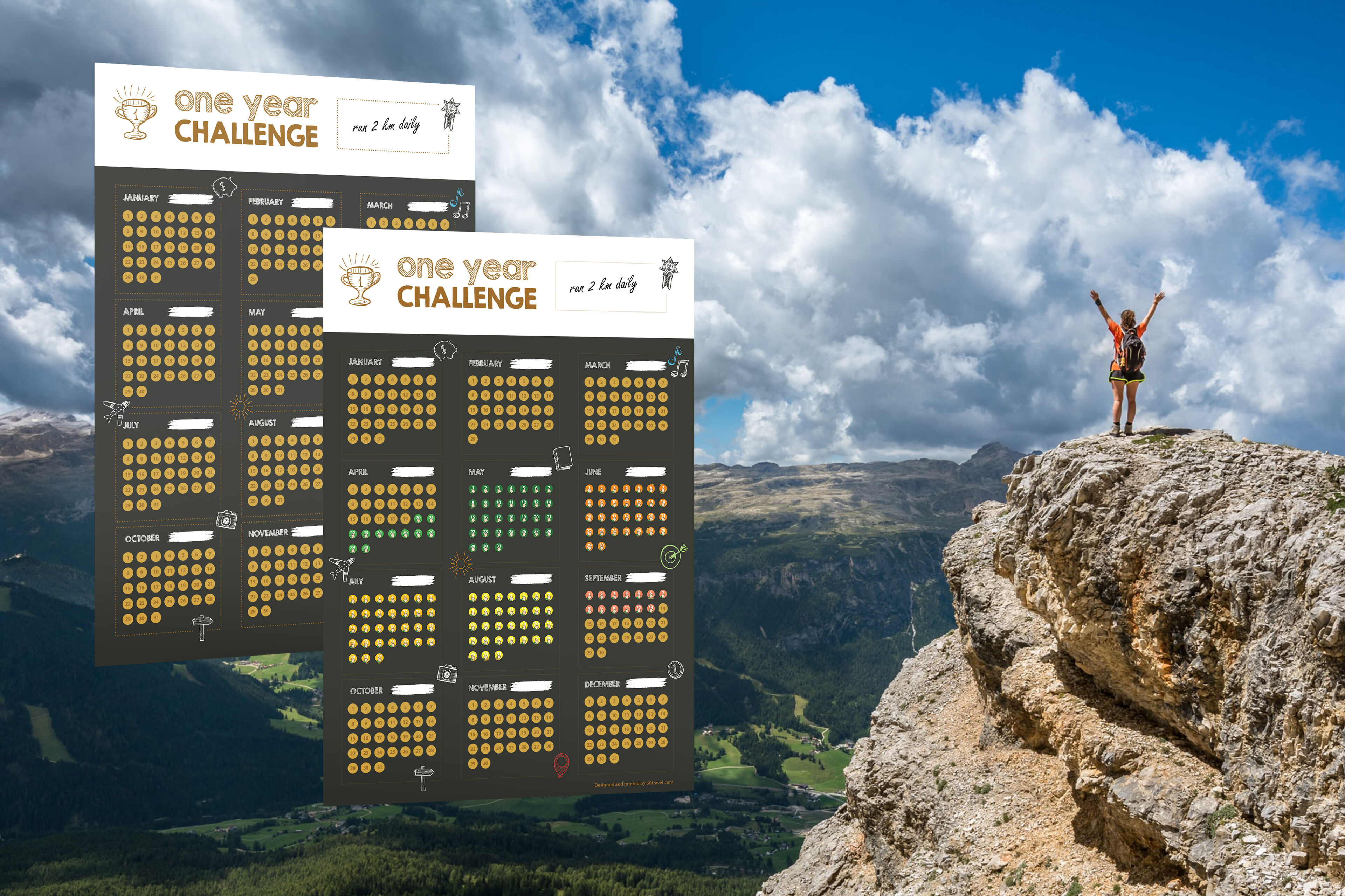 Stírací plakát "Roční výzva" - One Year Challenge Poster
