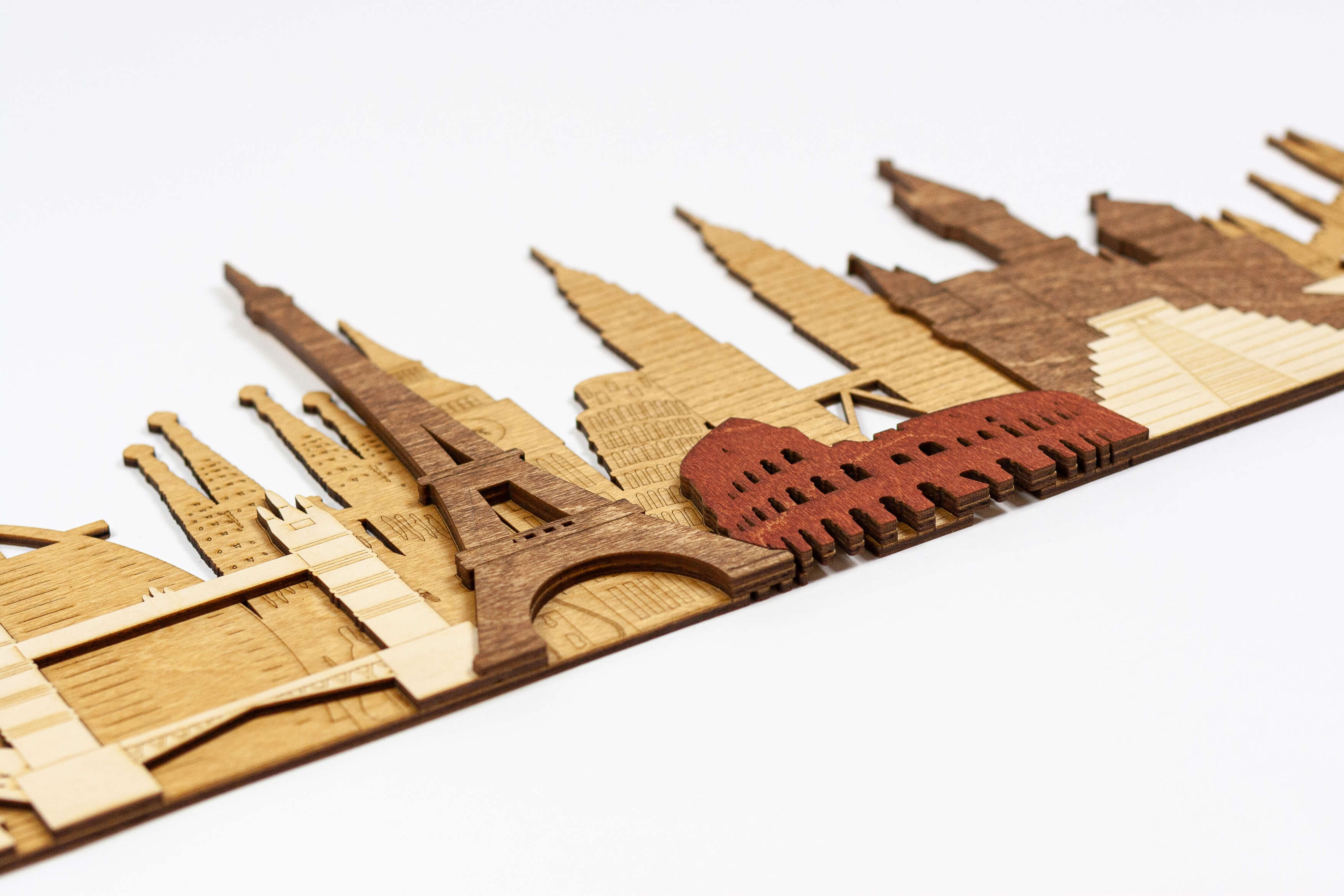 Monumenti e attrazioni mondiali - Pannello in legno 3D