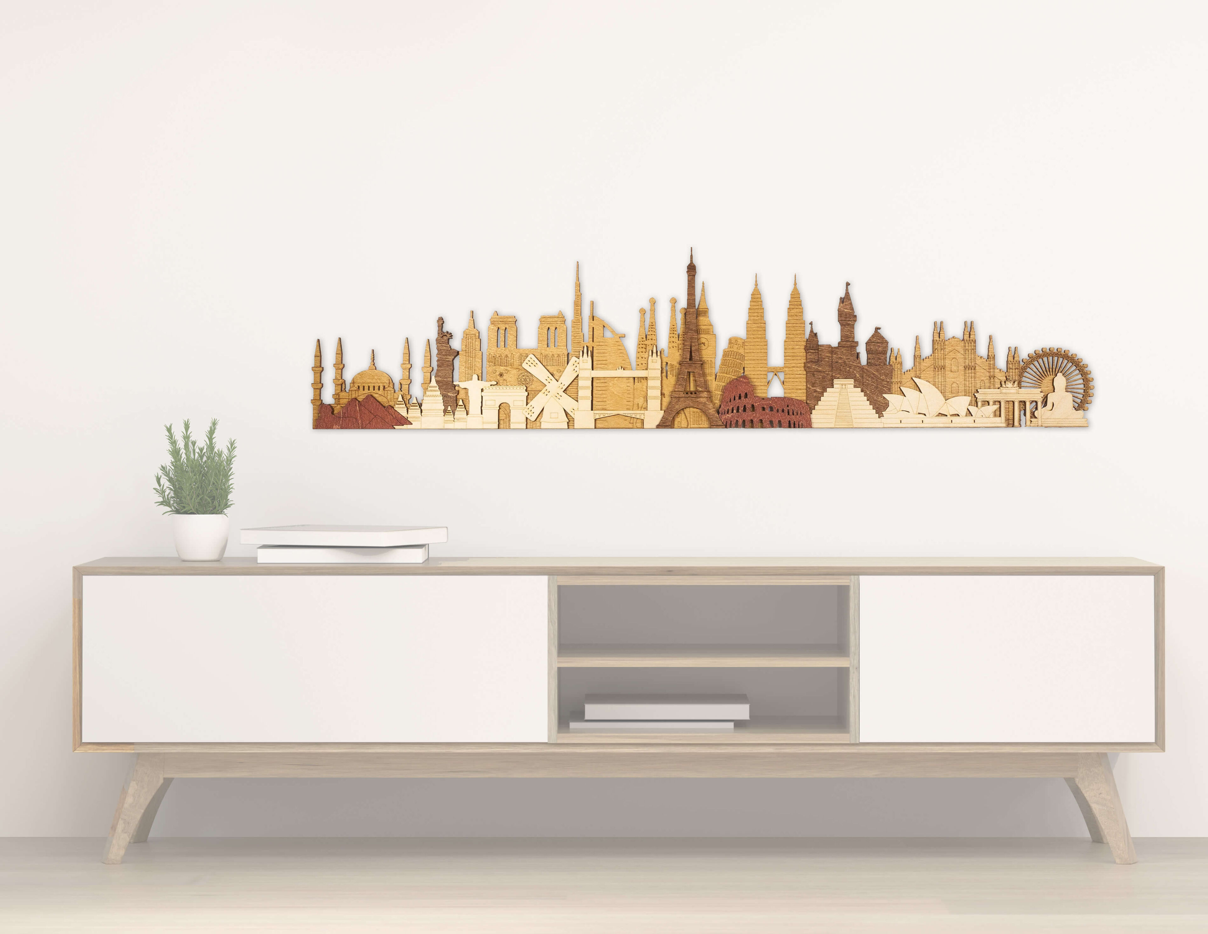 World Monuments and Attractions 3D Wooden Panel