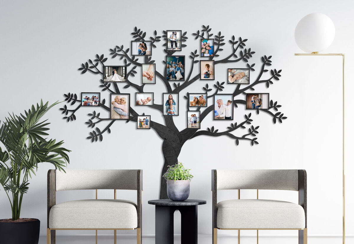 Wooden Family Tree with 17 Picture Frames | 68travel