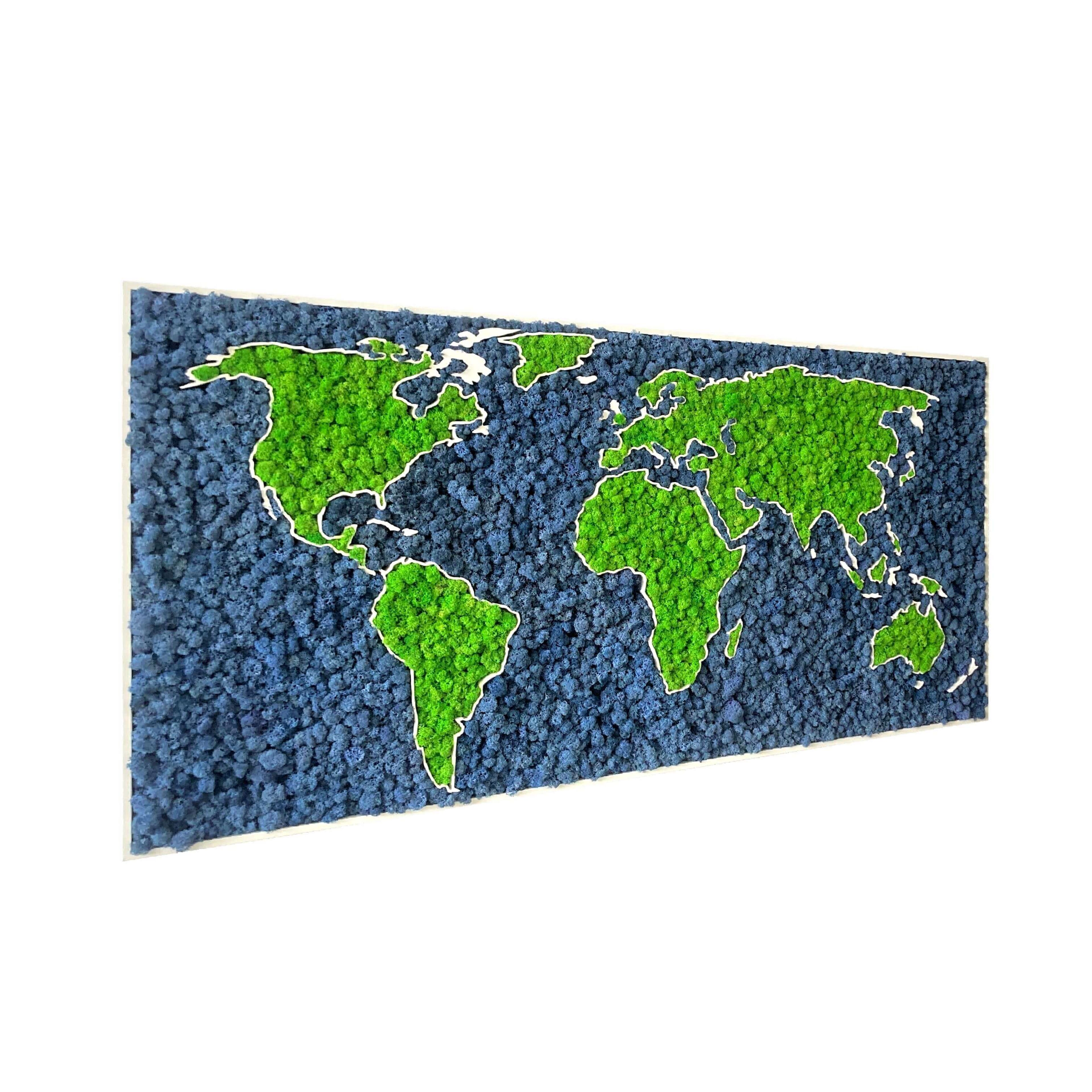 Moss 3D World Map - natural Nordic lichen