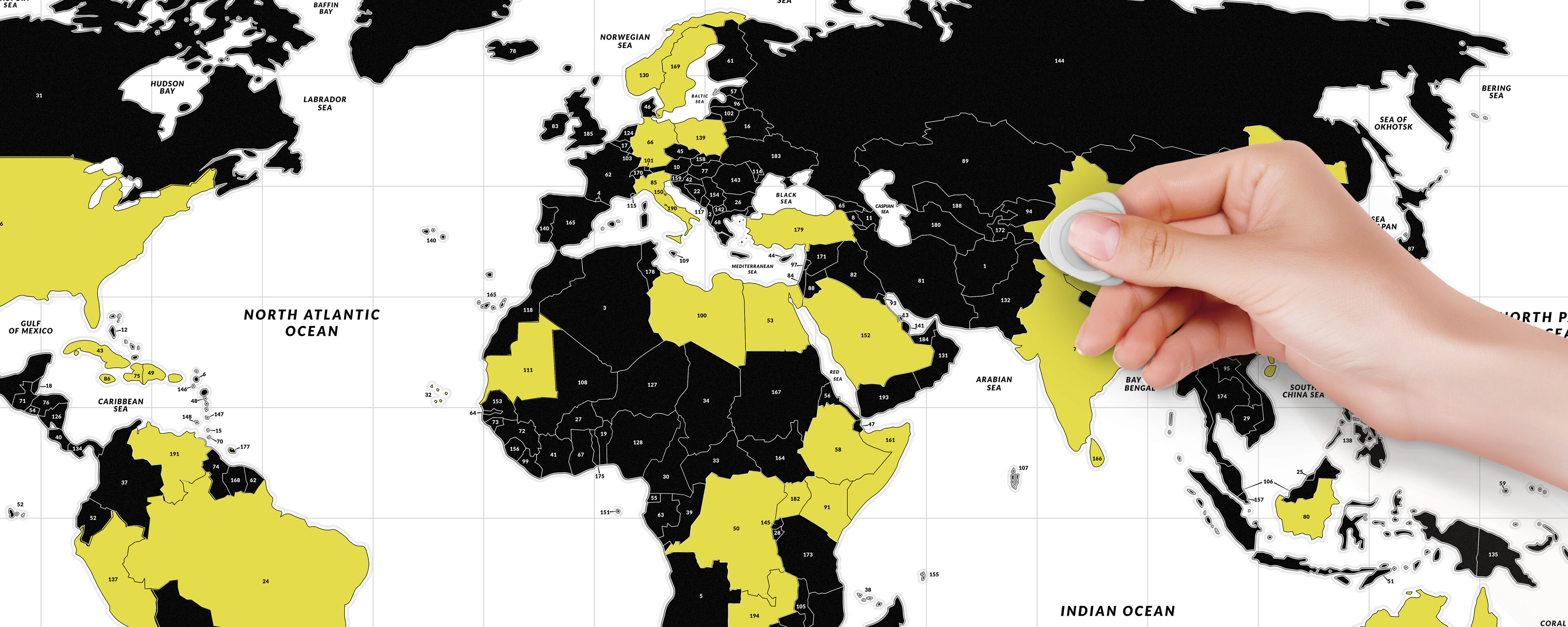Svetielkujúca stieracia mapa sveta