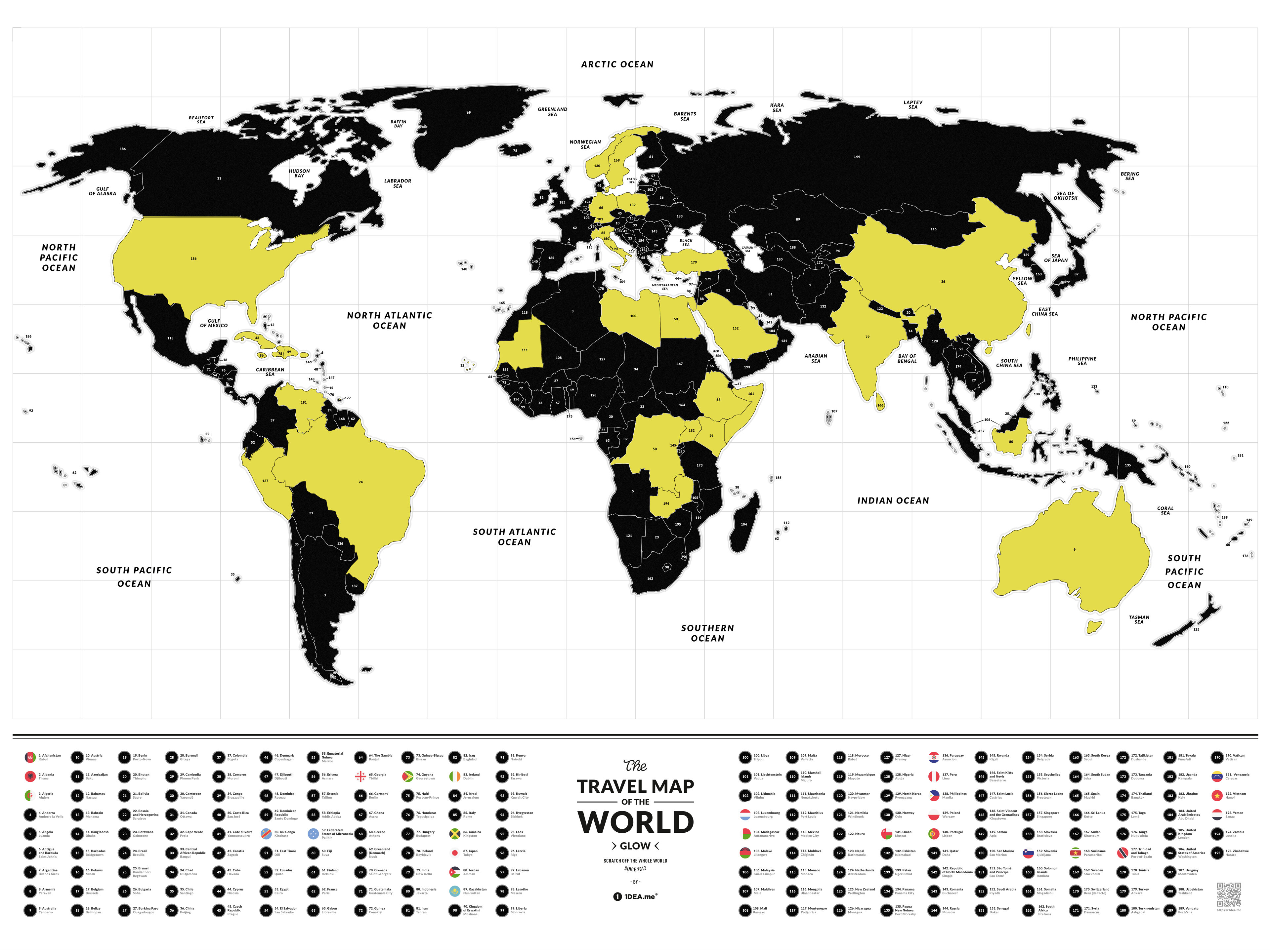 Scratch-off Travel Map Glow World