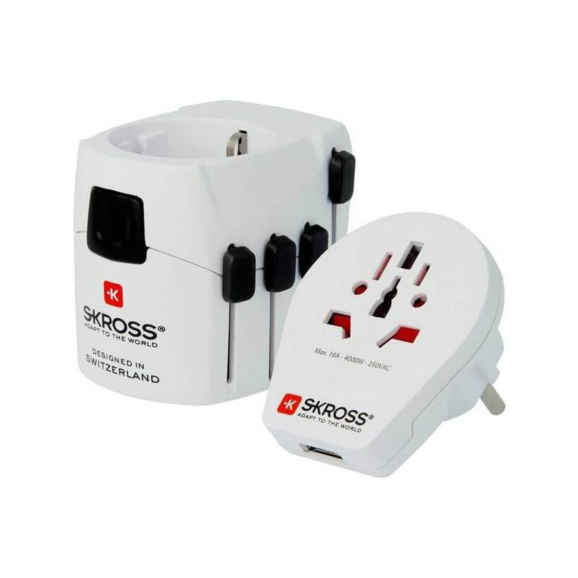 SKROSS Wereld &amp; USB, 6,3A max. Reisadapter