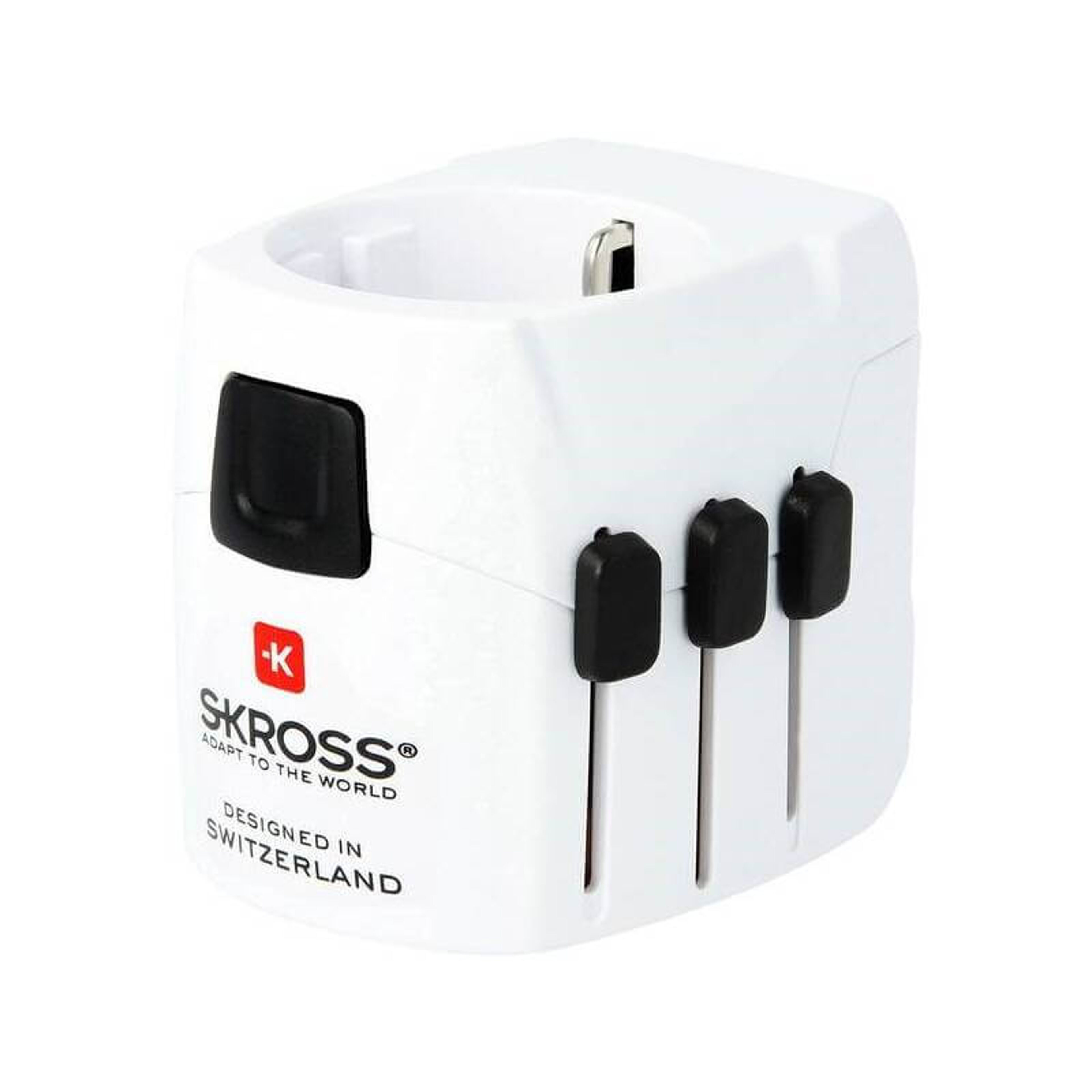 SKROSS travel adapter - Light USB, 6.3A max., incl. USB charging, grounded, UK+US+Australia/China