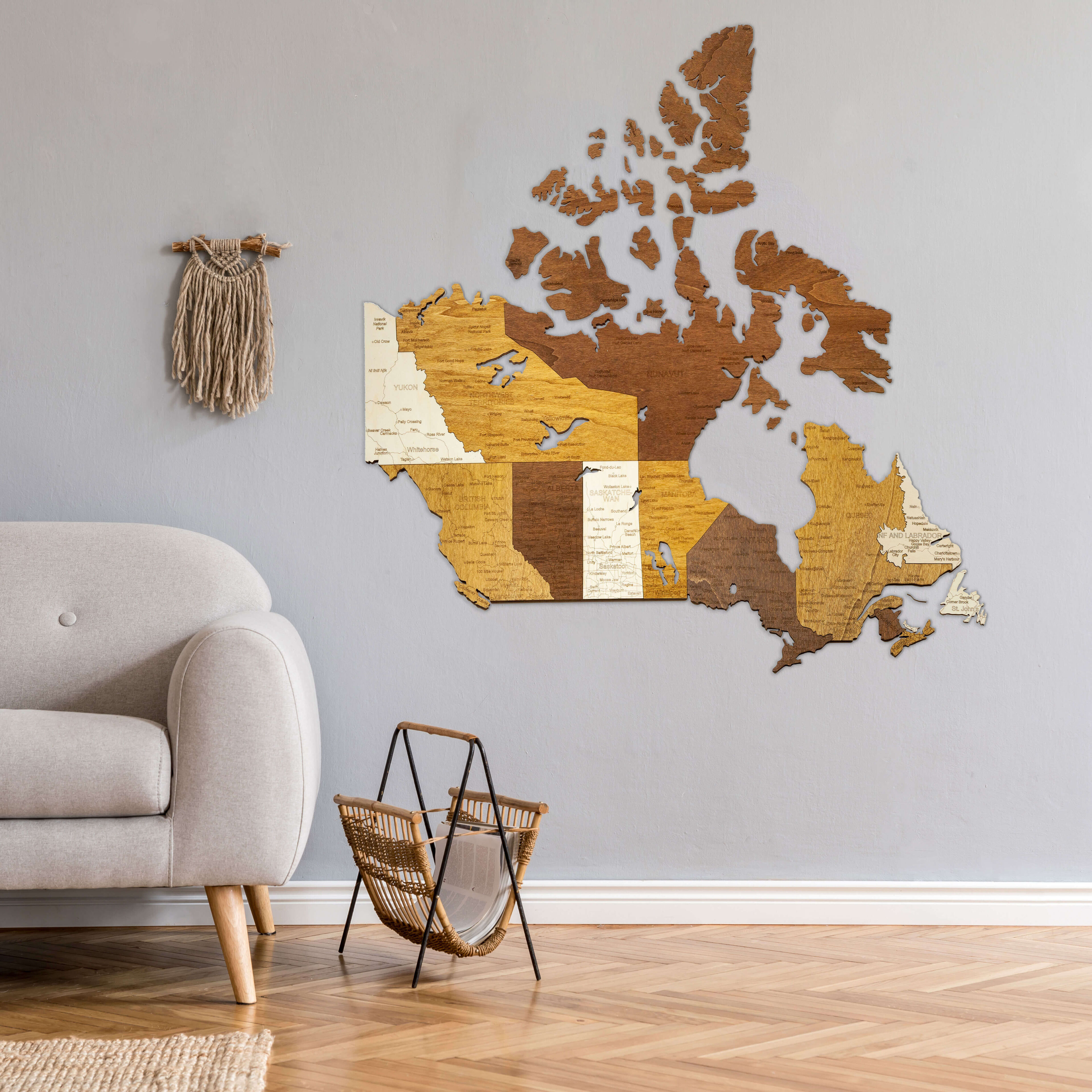 Carte en bois du Canada