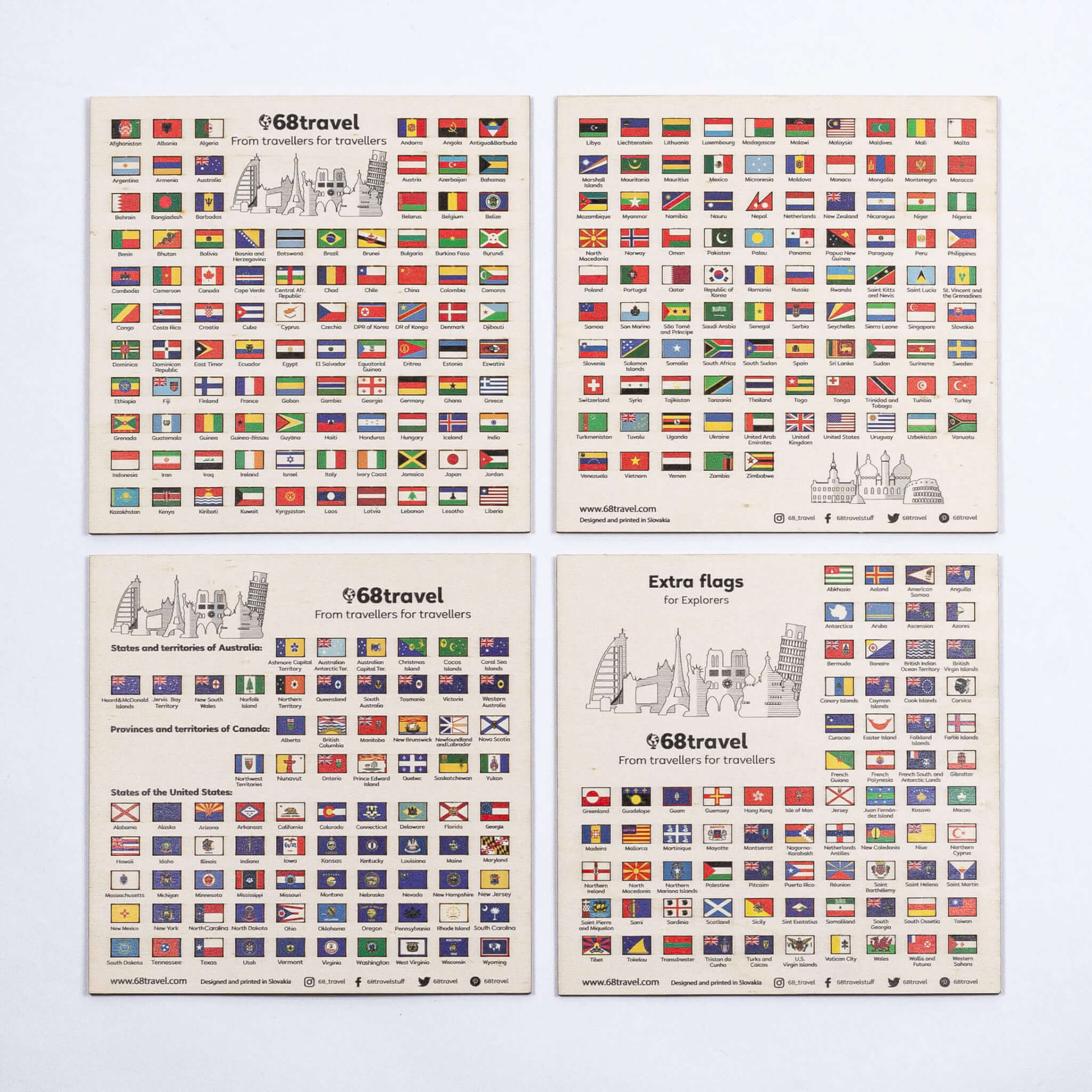 Bandiere del mondo in legno