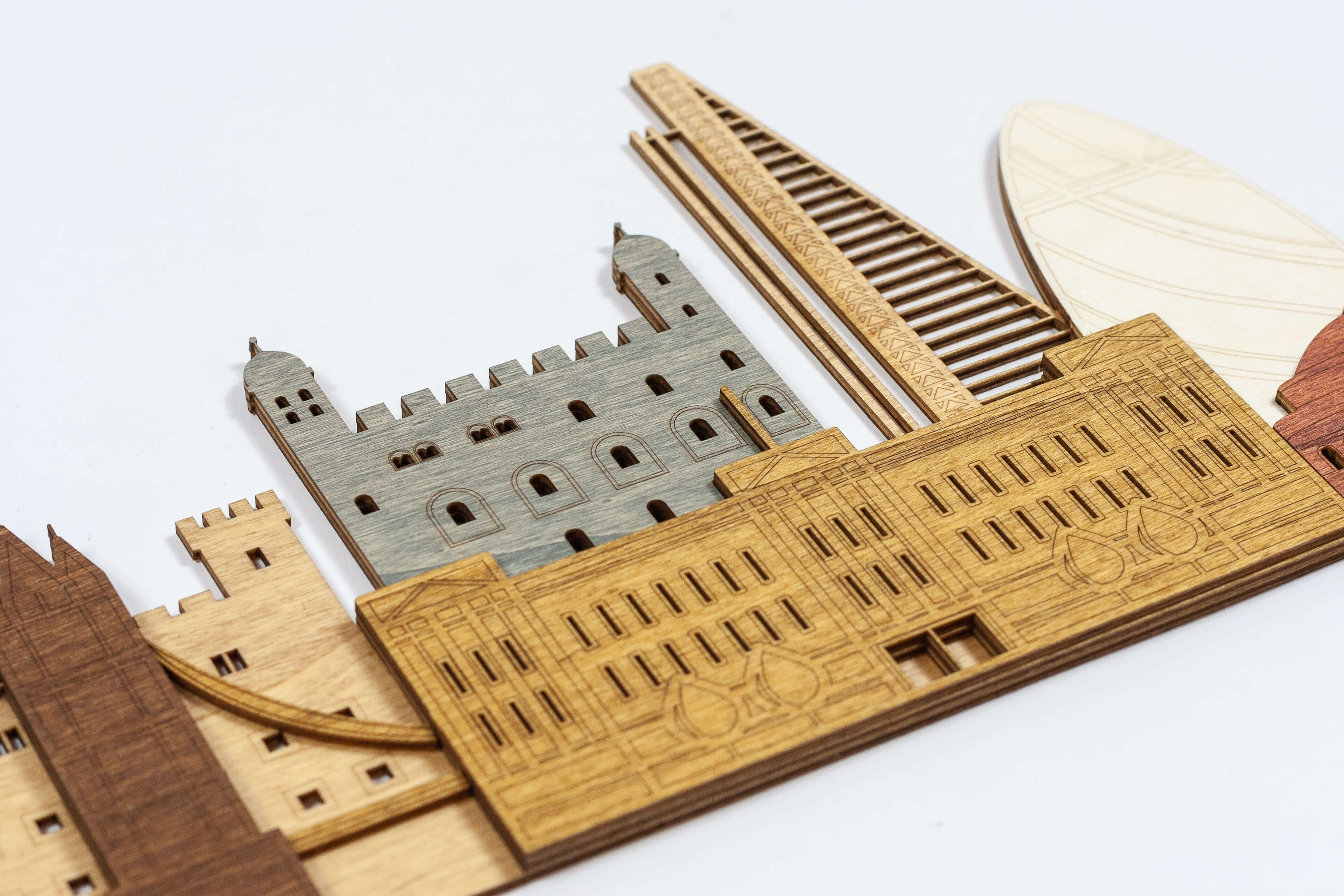 Pannello dei monumenti 3D di Londra in legno