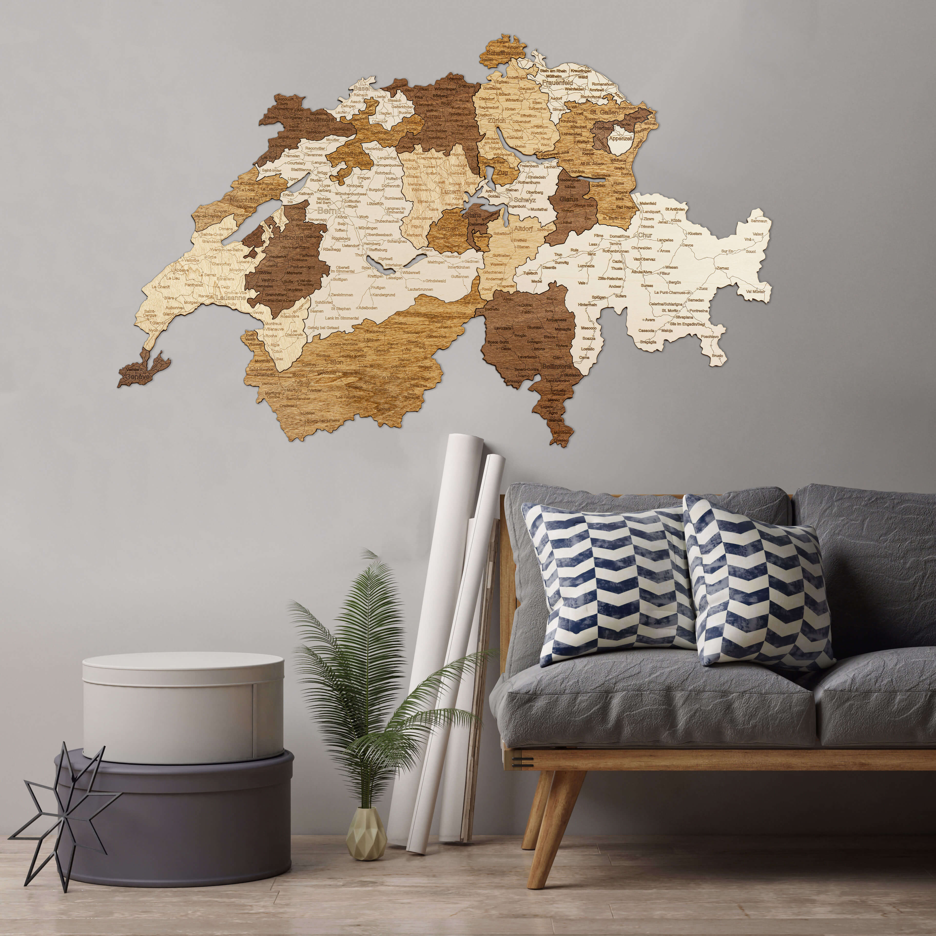 スイスの木製地図 | 68travel