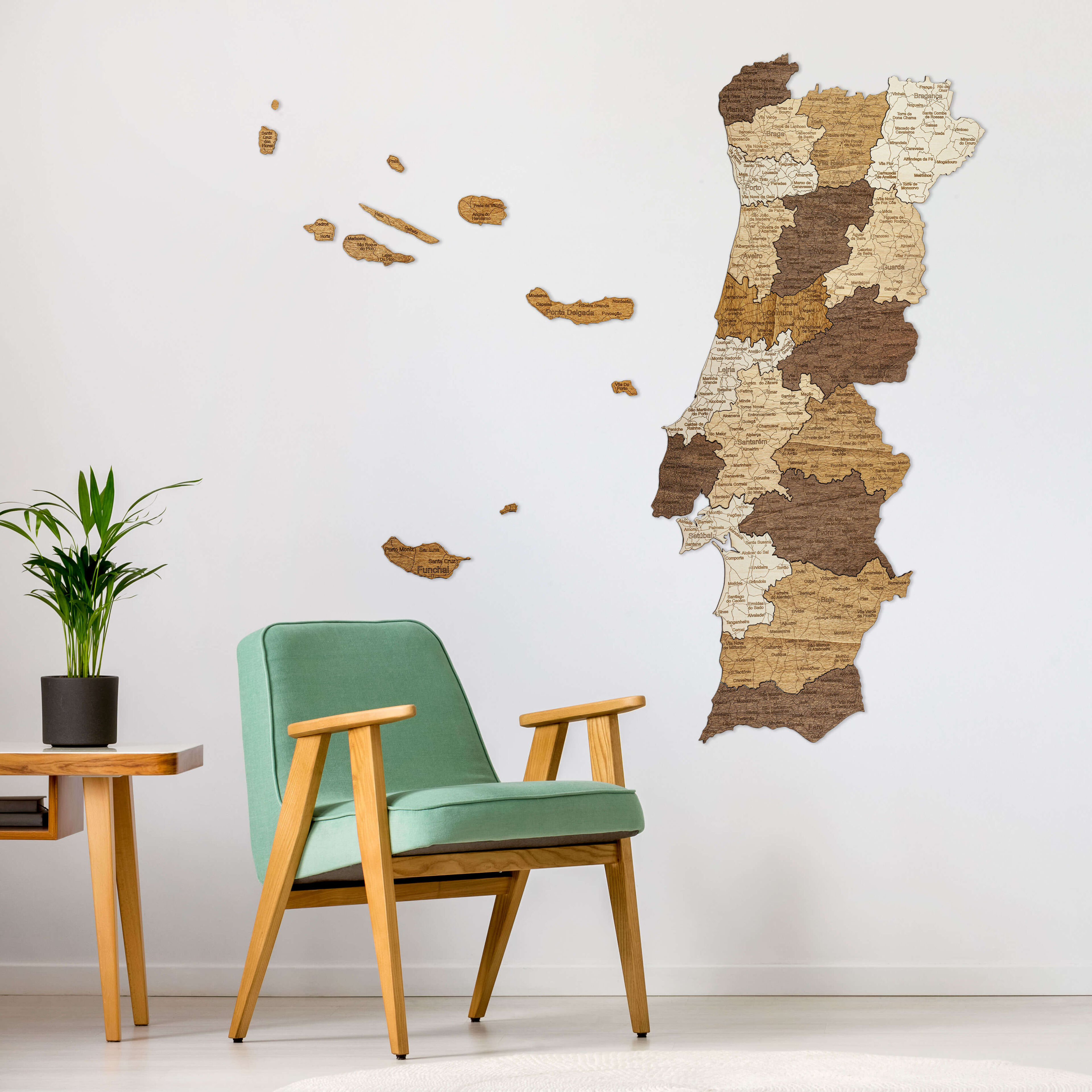 Portugalsko drevená mapa