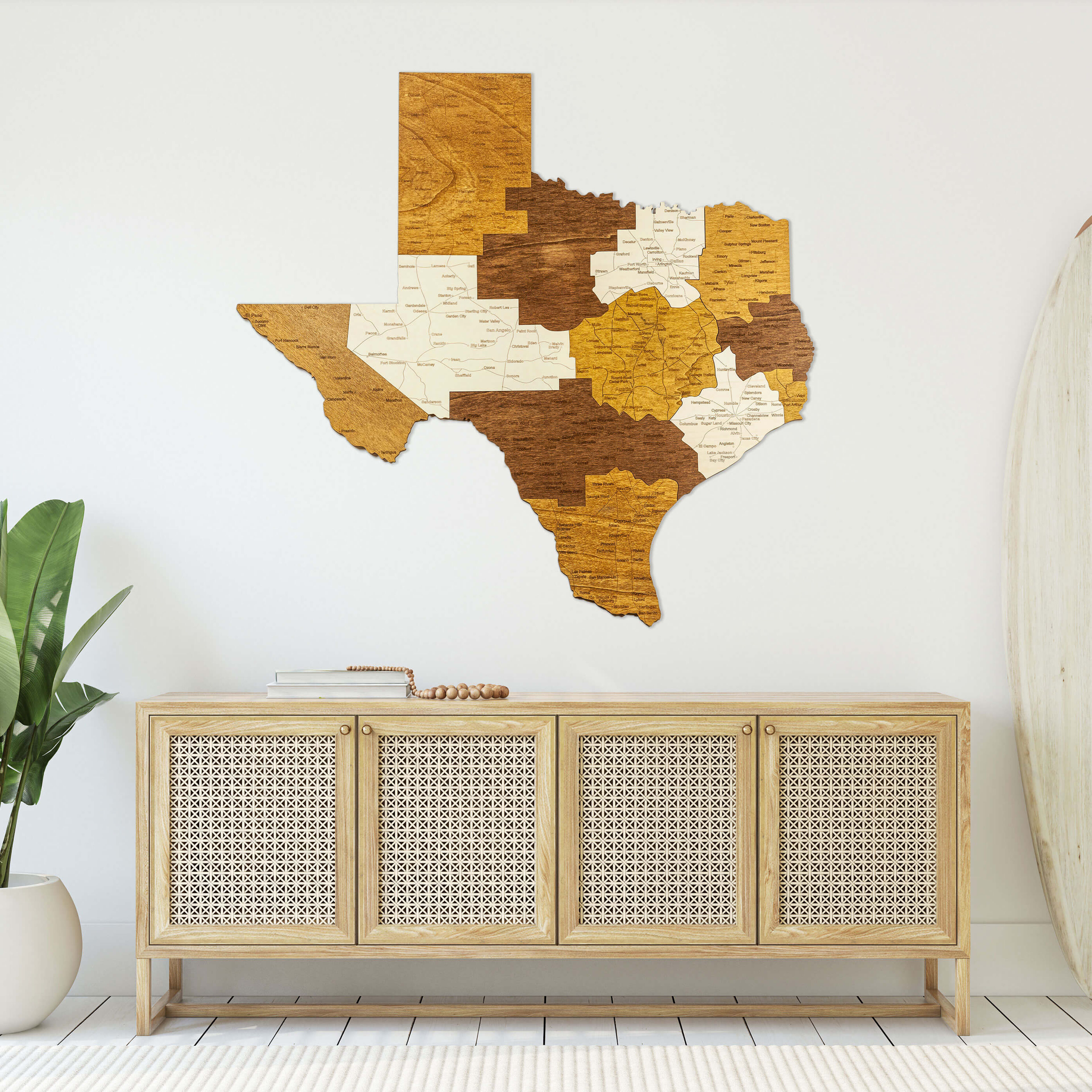 Mappa in legno del Texas