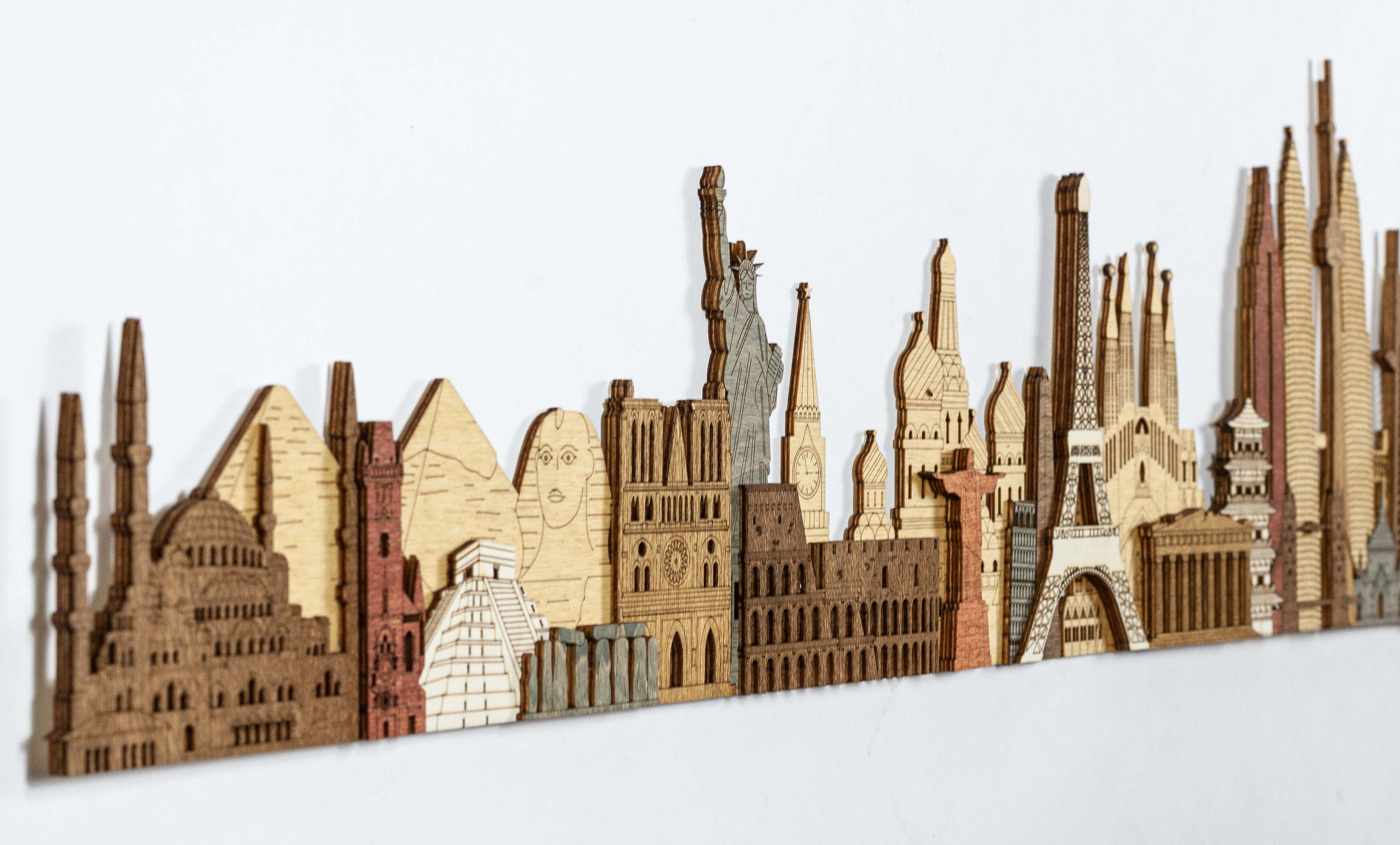 Panel de madera de 150 cm de monumentos y atracciones del mundo