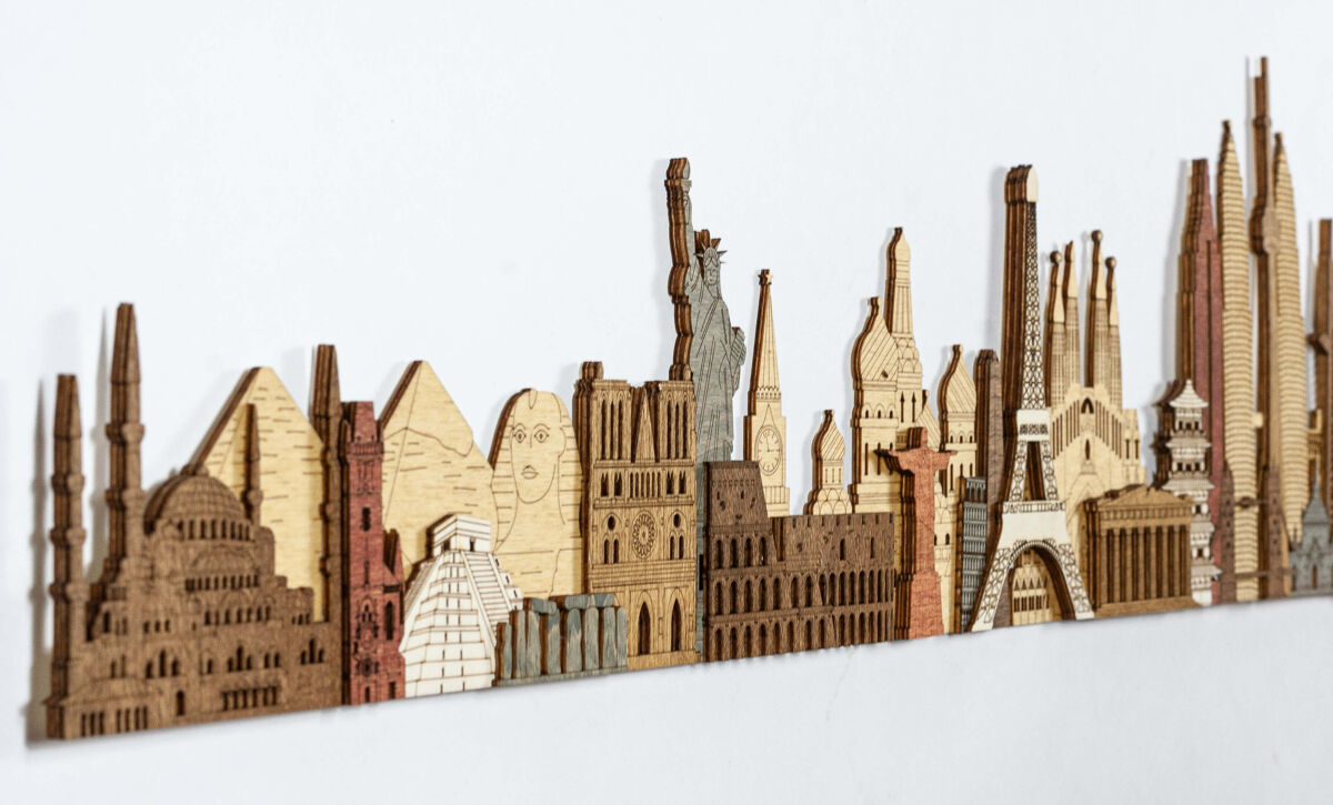 World Landmarks deluxe wooden panel 150cm | 68travel