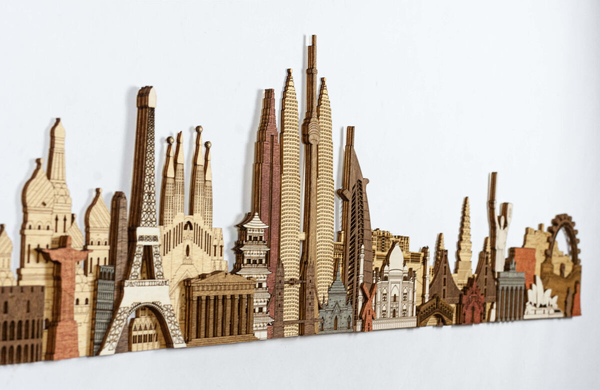 World Landmarks deluxe wooden panel 150cm | 68travel