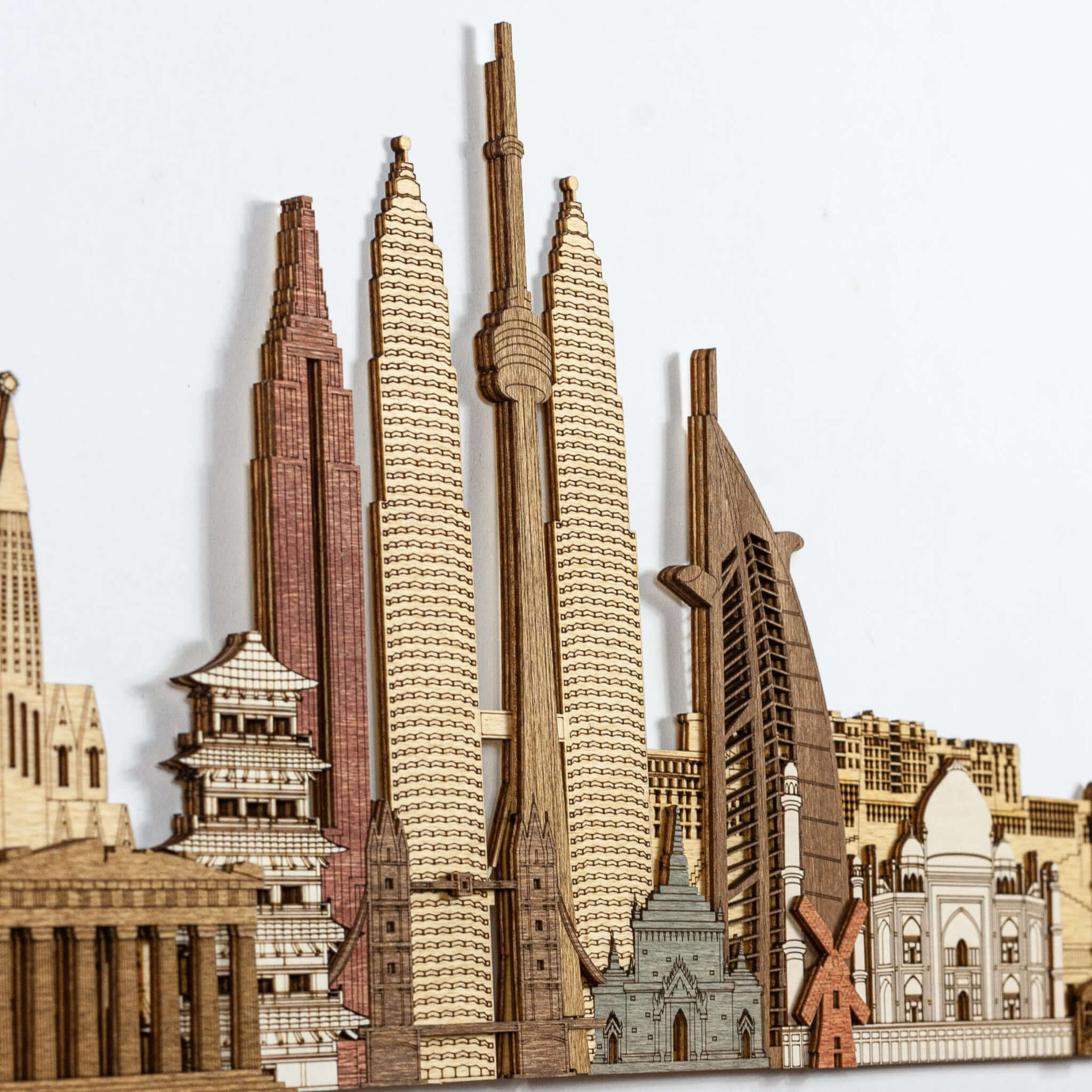 Panel de madera de 150 cm de monumentos y atracciones del mundo