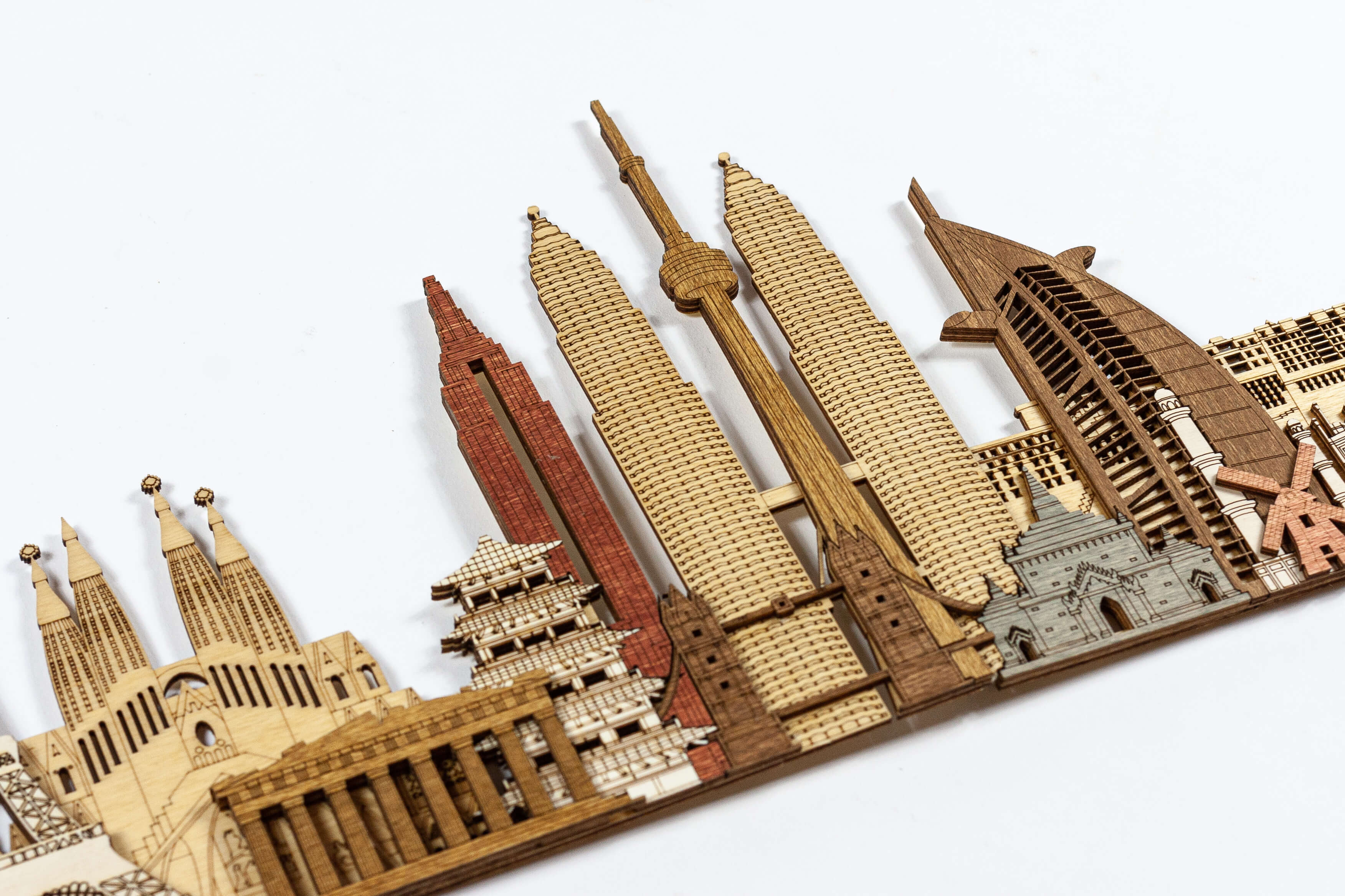 Panel de madera de 150 cm de monumentos y atracciones del mundo