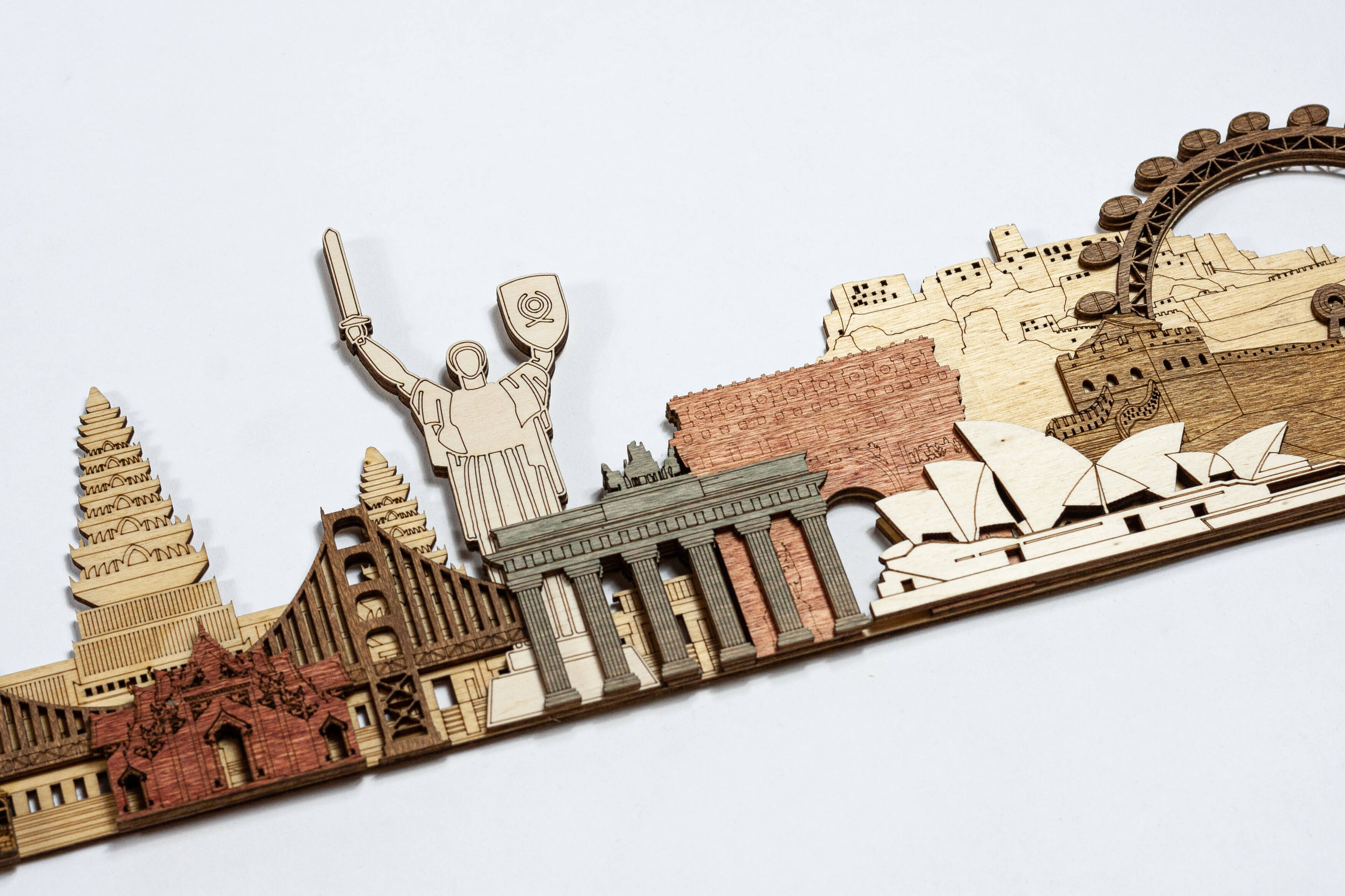 Monumenti del mondo deluxe - pannello in legno 150 cm