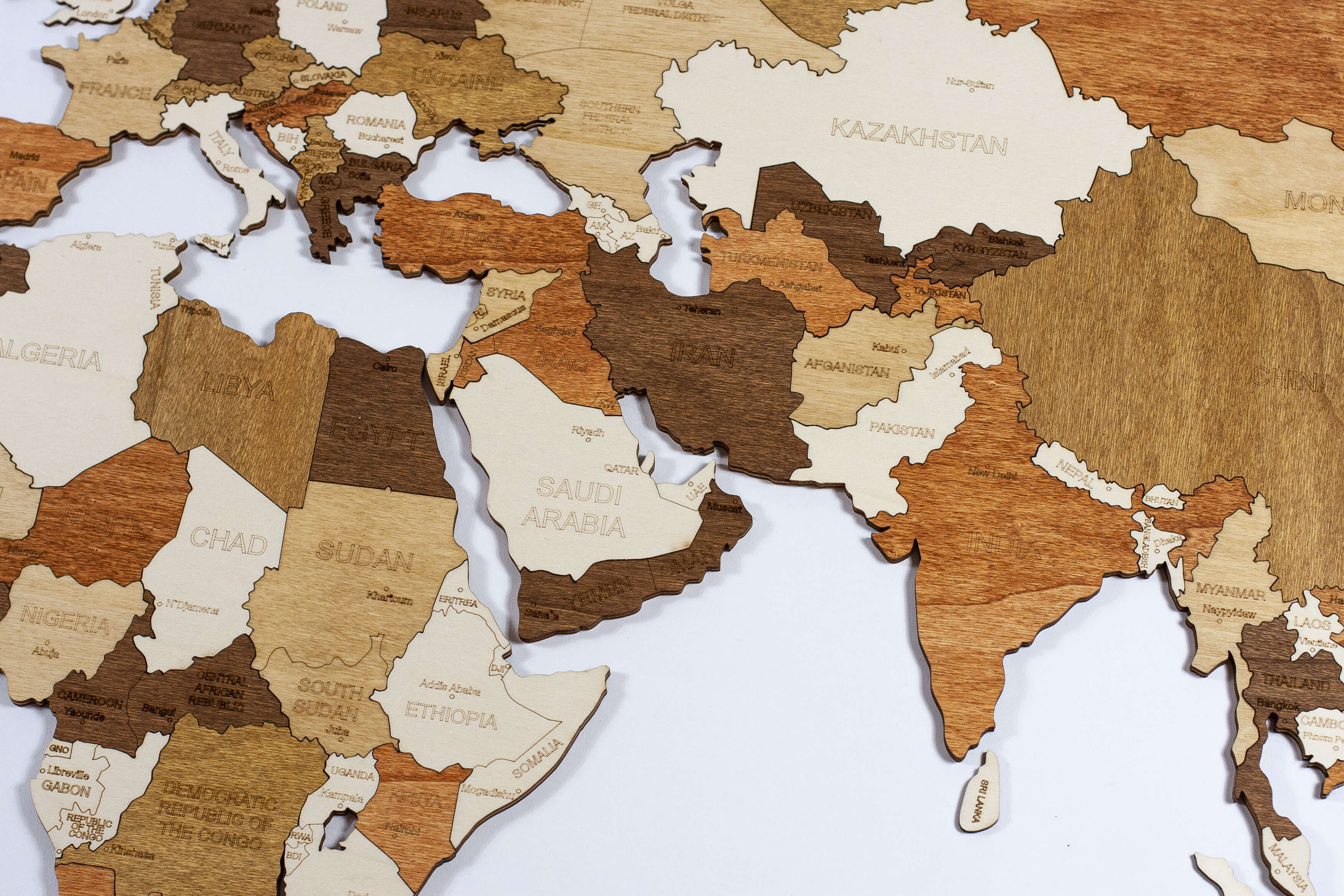 3D Wood World Map オークカラー 壁掛け木製世界地図 – Enjoy