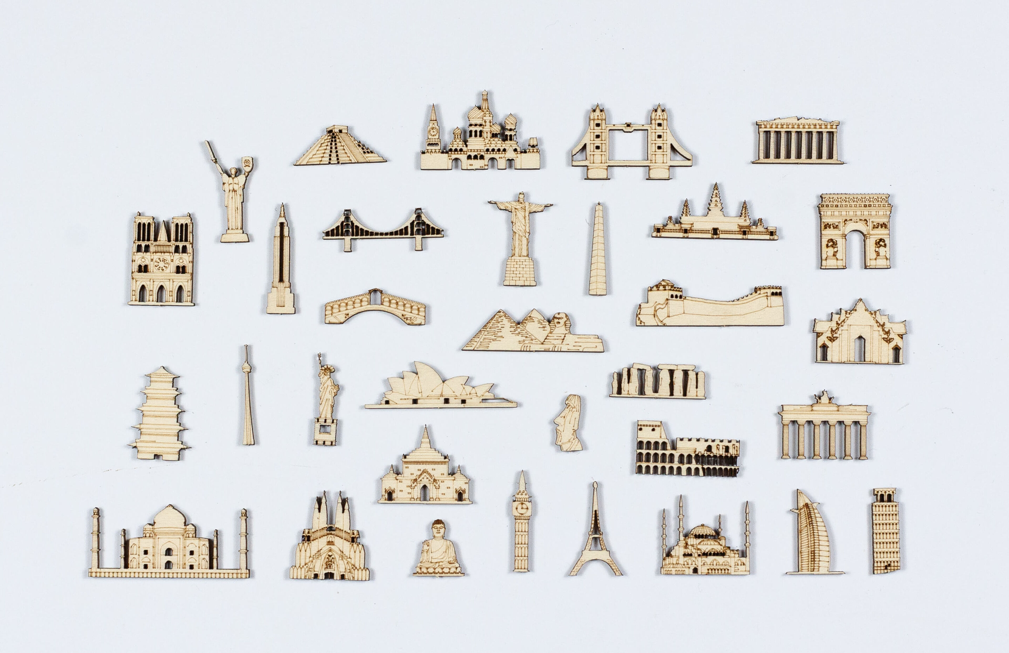 Mini monumenti in legno (adesivi)