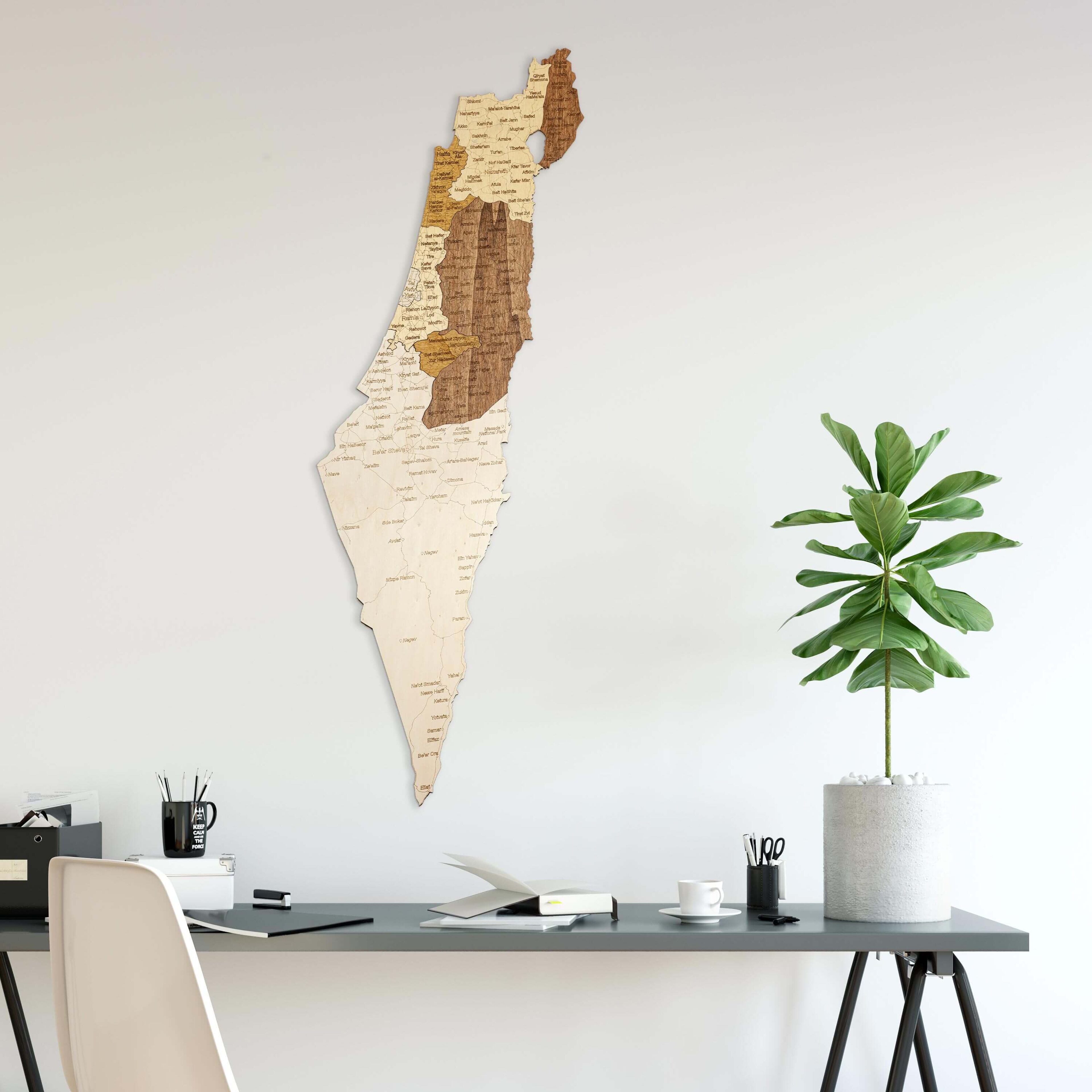 Mapa de Israel em madeira