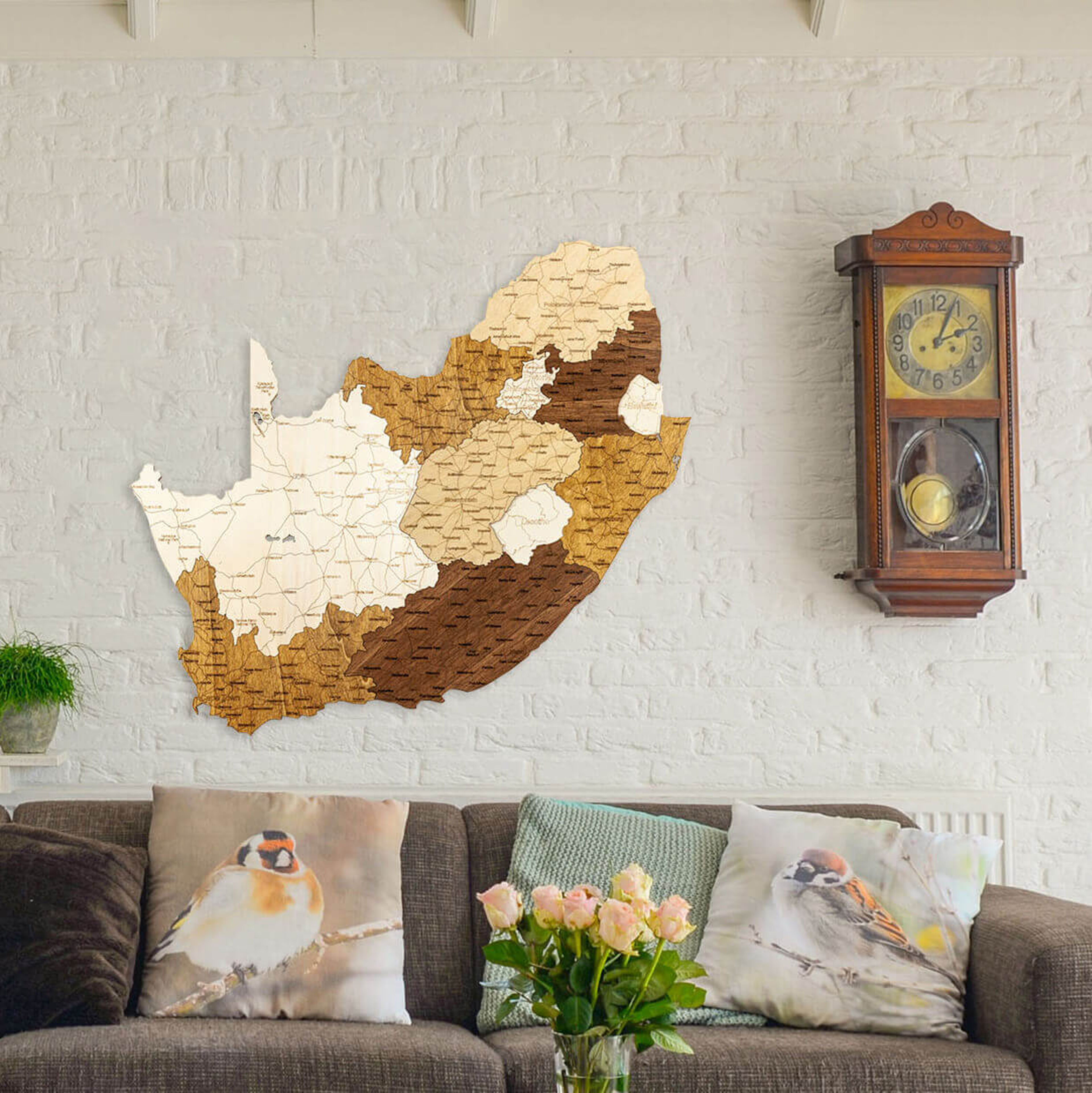 South Africa Wooden Map
