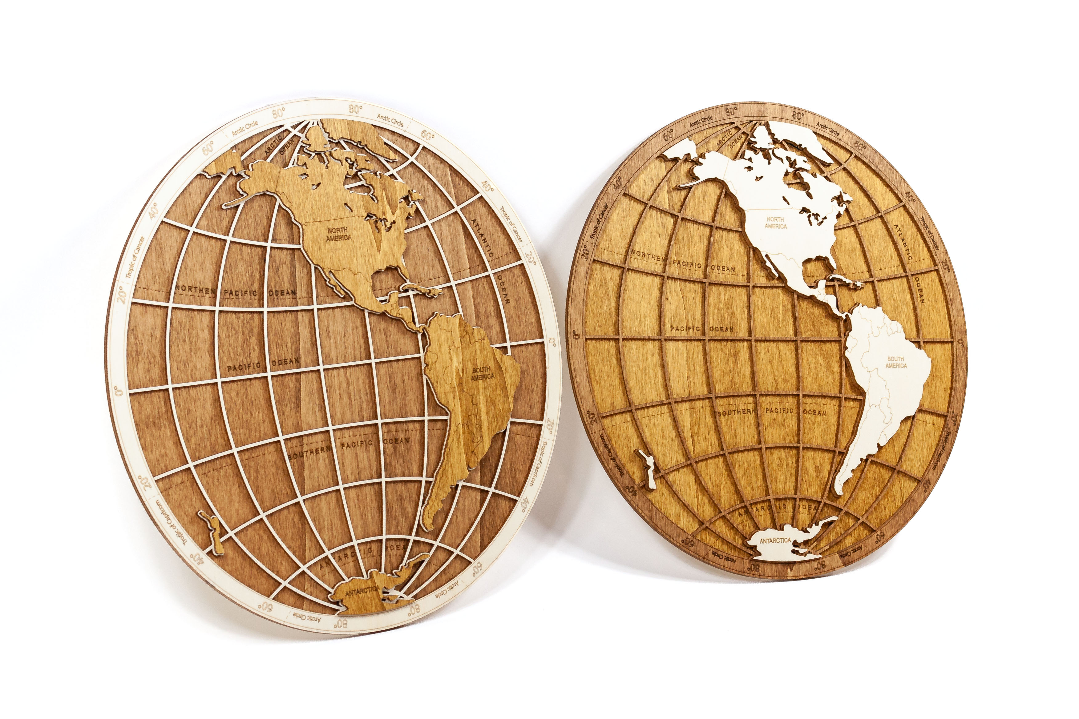 地球の半球 - 木製世界地図 | 68travel