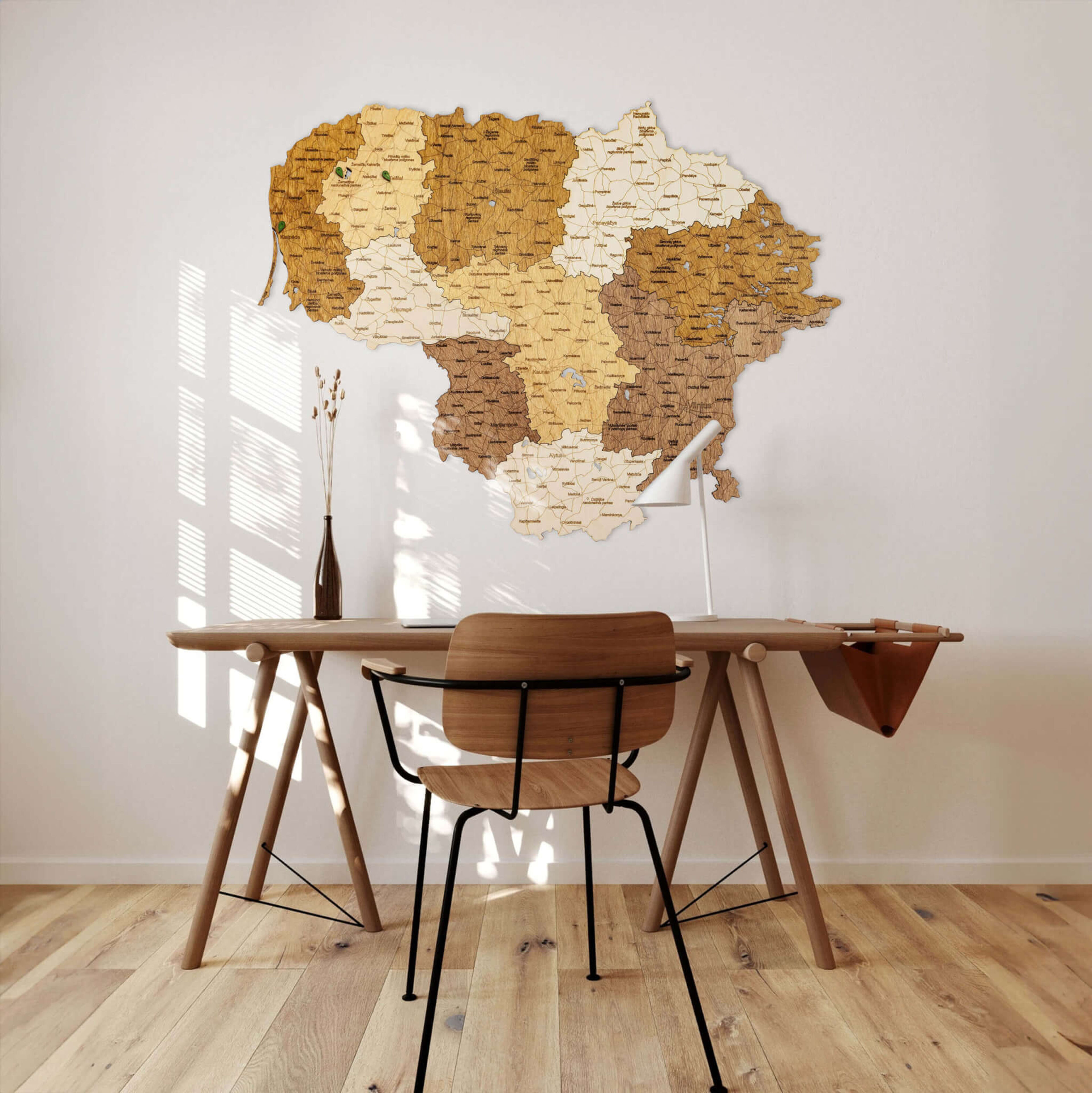 Lithuania Wooden Map