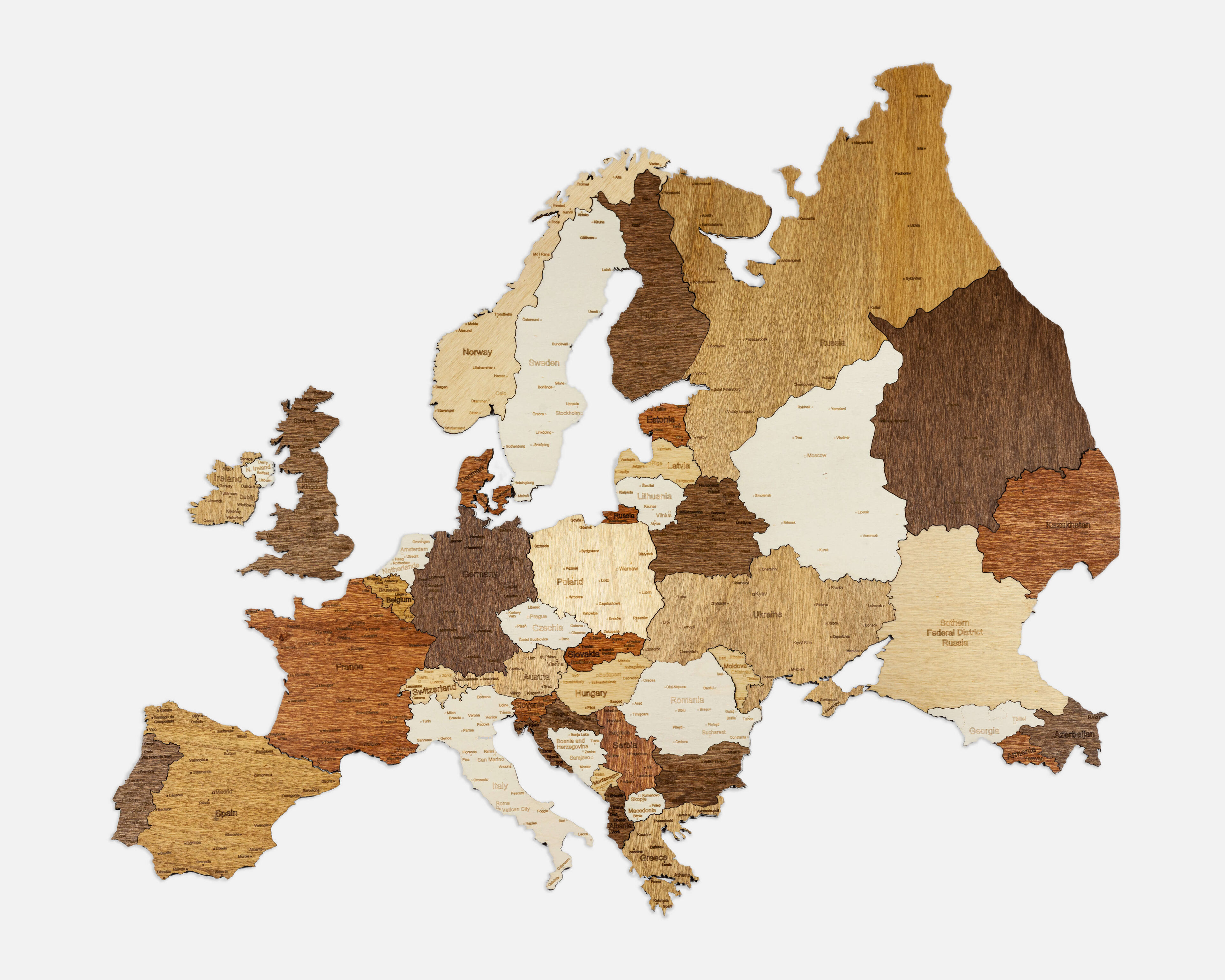 Drevená mapa Európy Puzzle