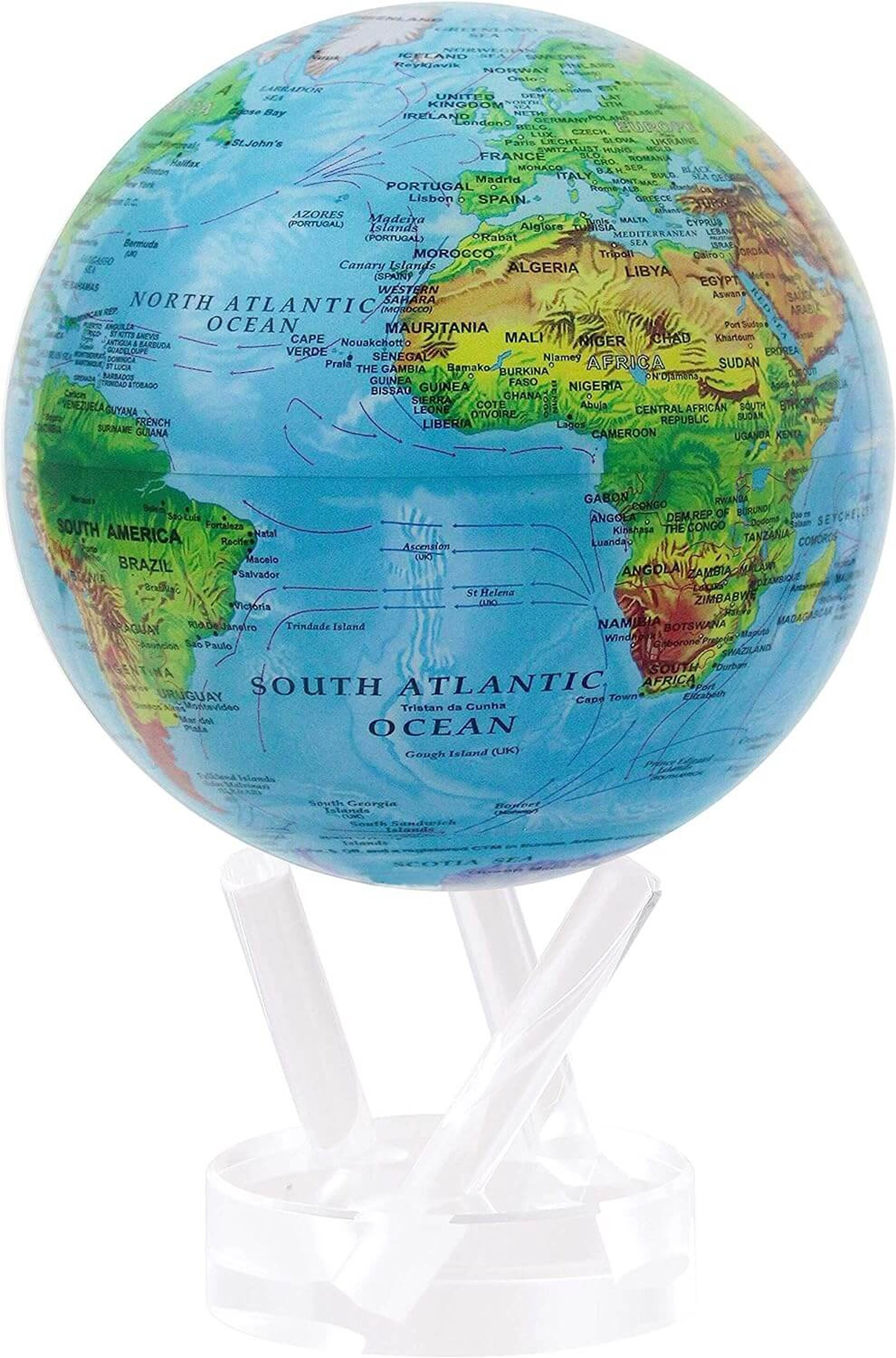 MOVA Blue Relief Map Self Rotating Globe